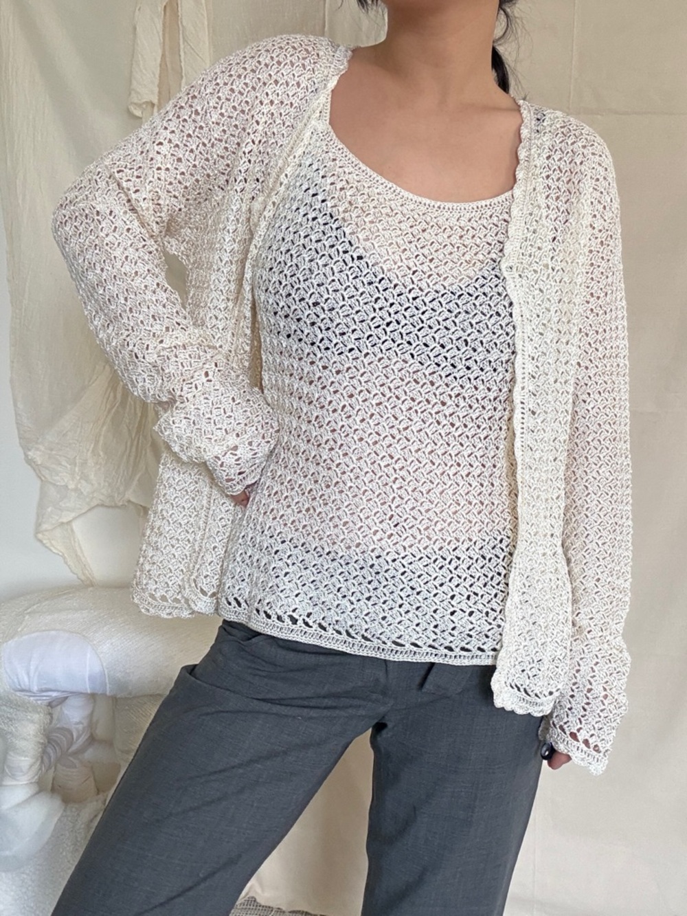 Romantic knitted top set